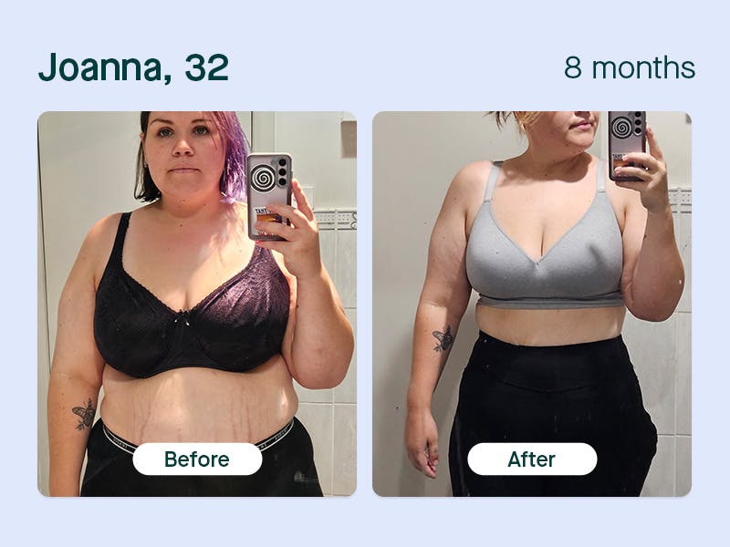 Joanna, 32yo lost 25kg in 8 months with Moshy weight loss prescription