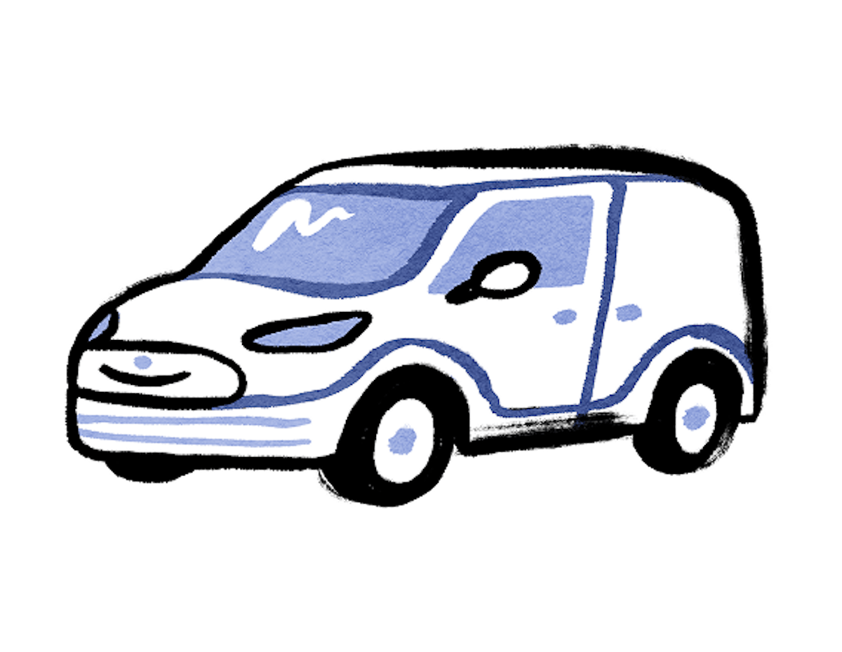 Moshy's cartoon delivery car