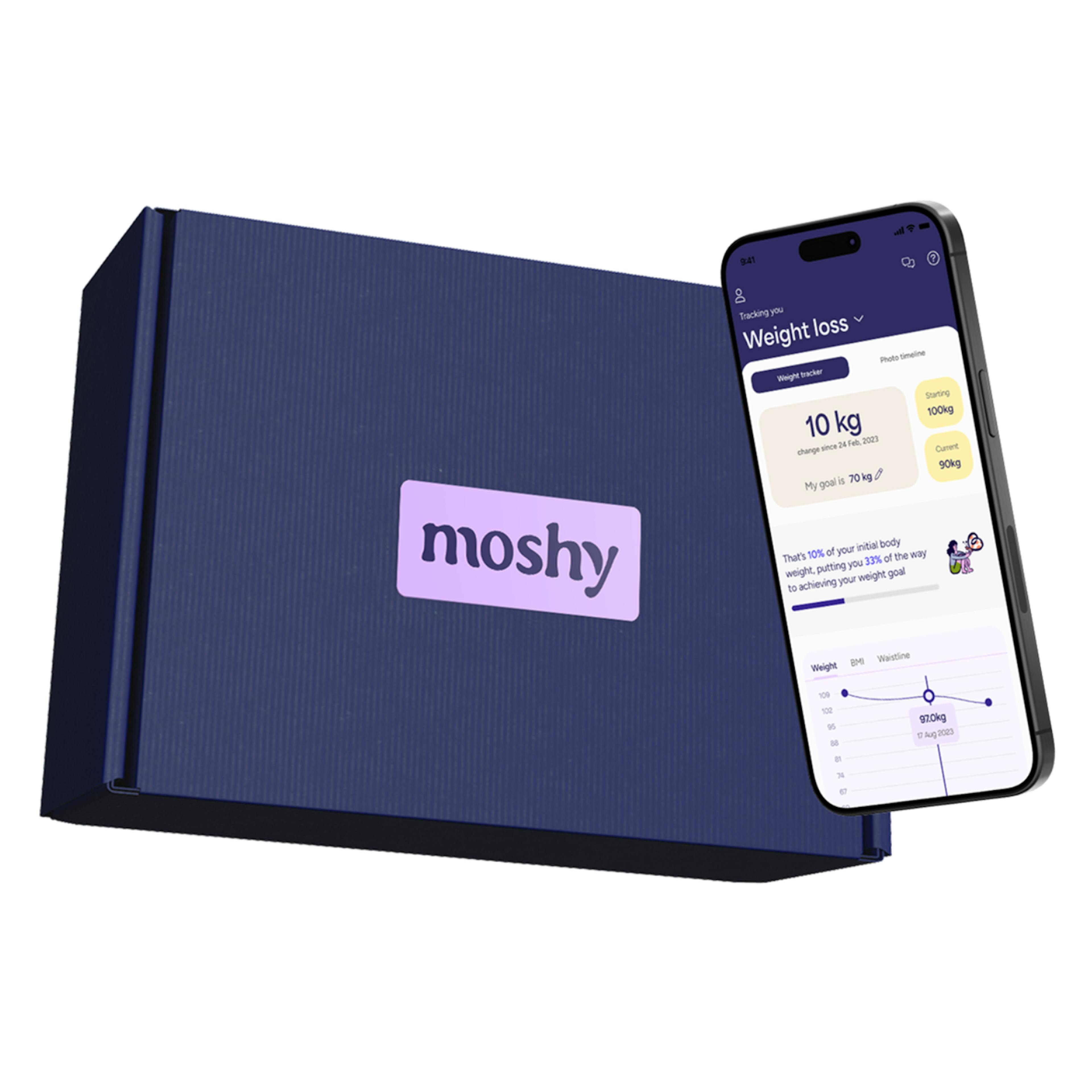 Moshy weight loss program includes medication, digital tracking, and more