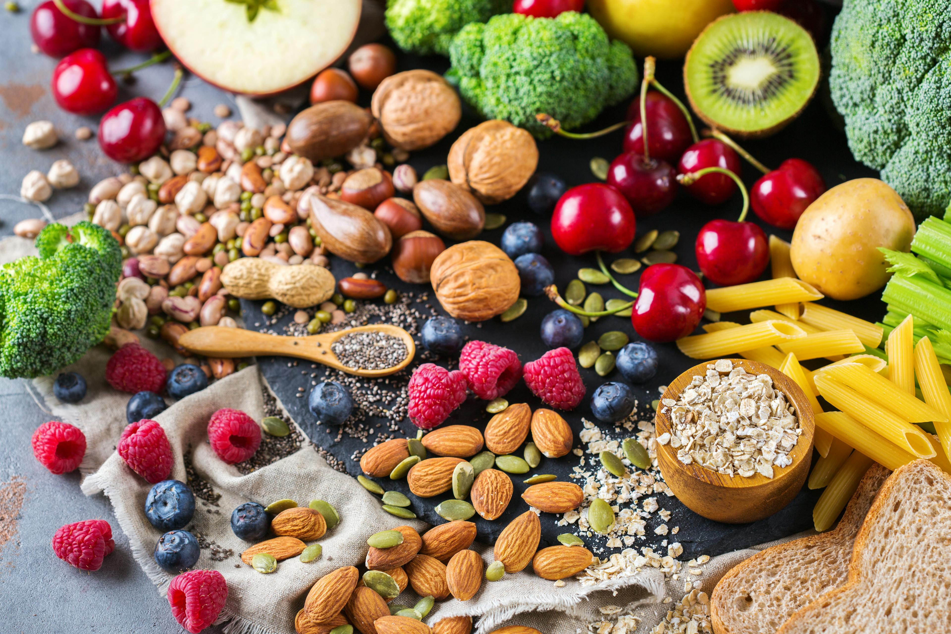 Variety of high fibre foods