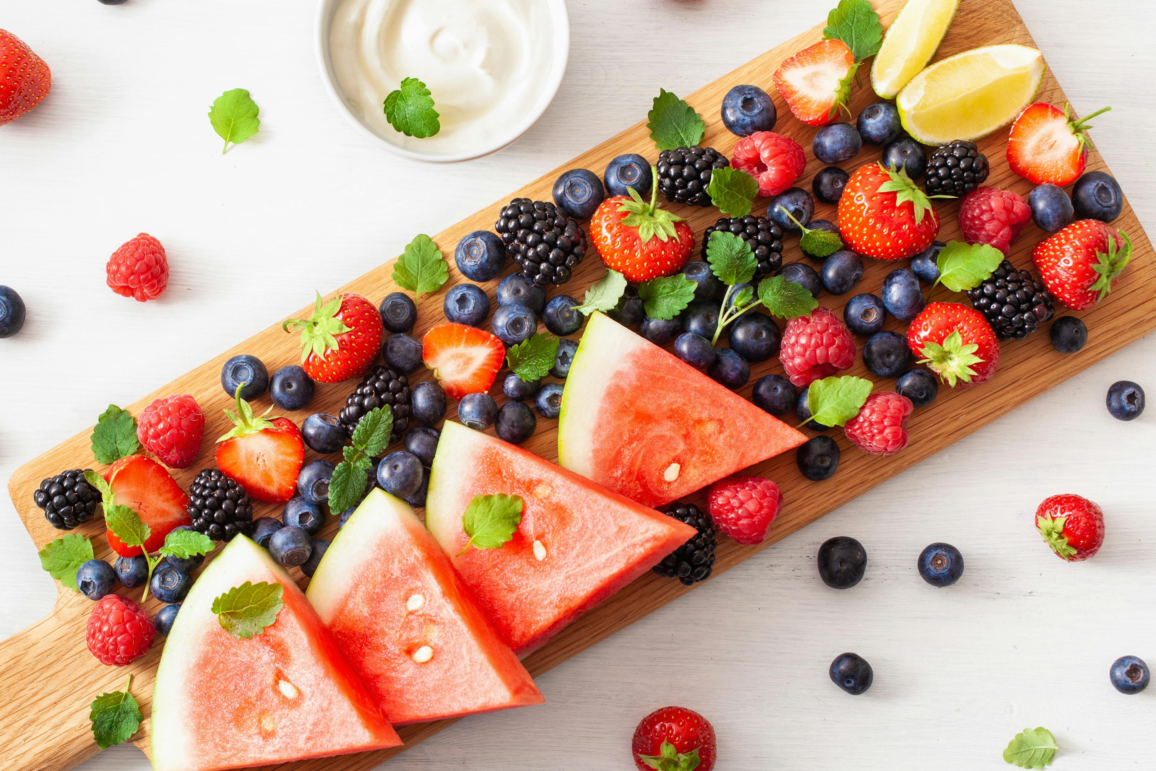Fruit platter with hydrating fruits