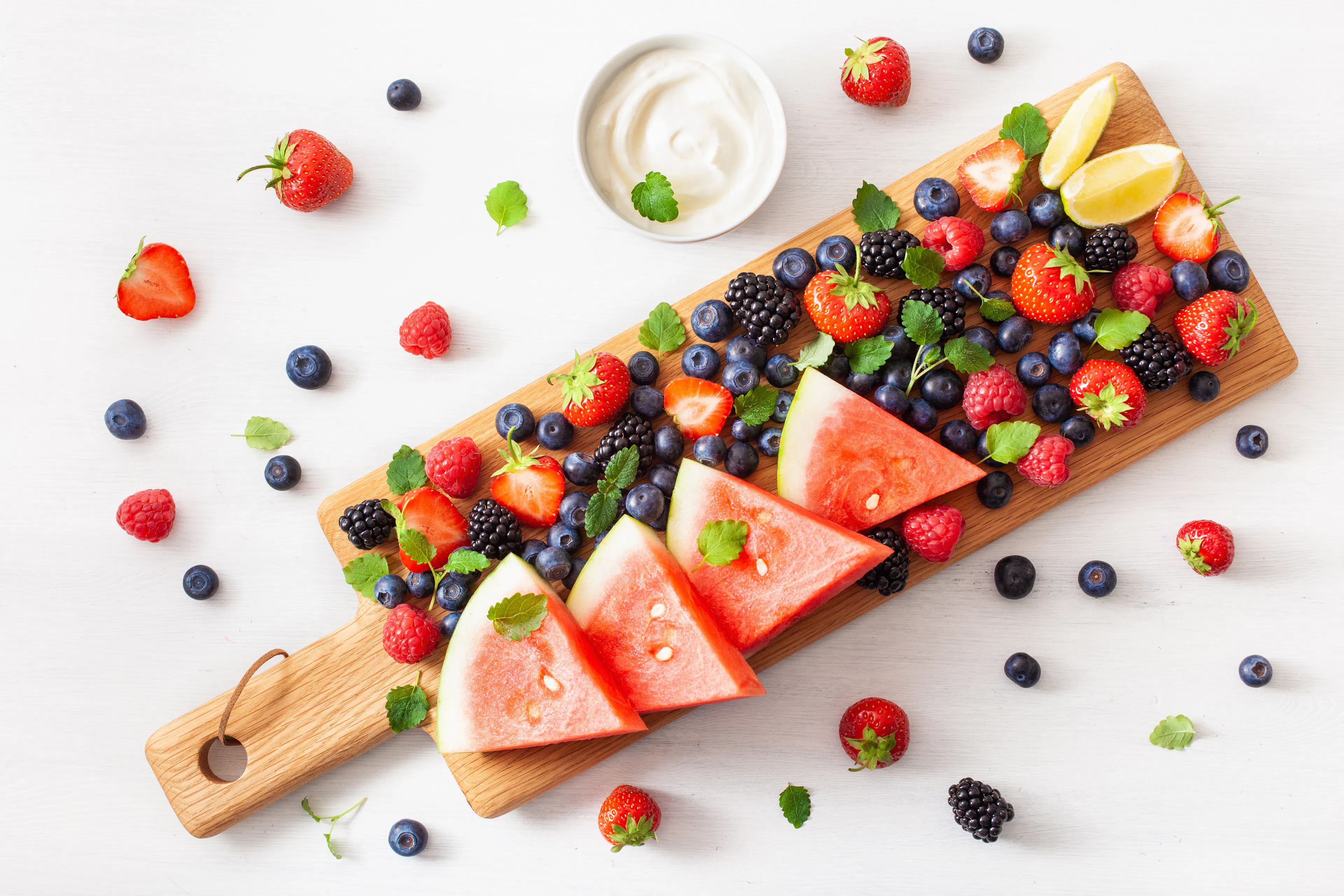 Fruit platter with hydrating fruits