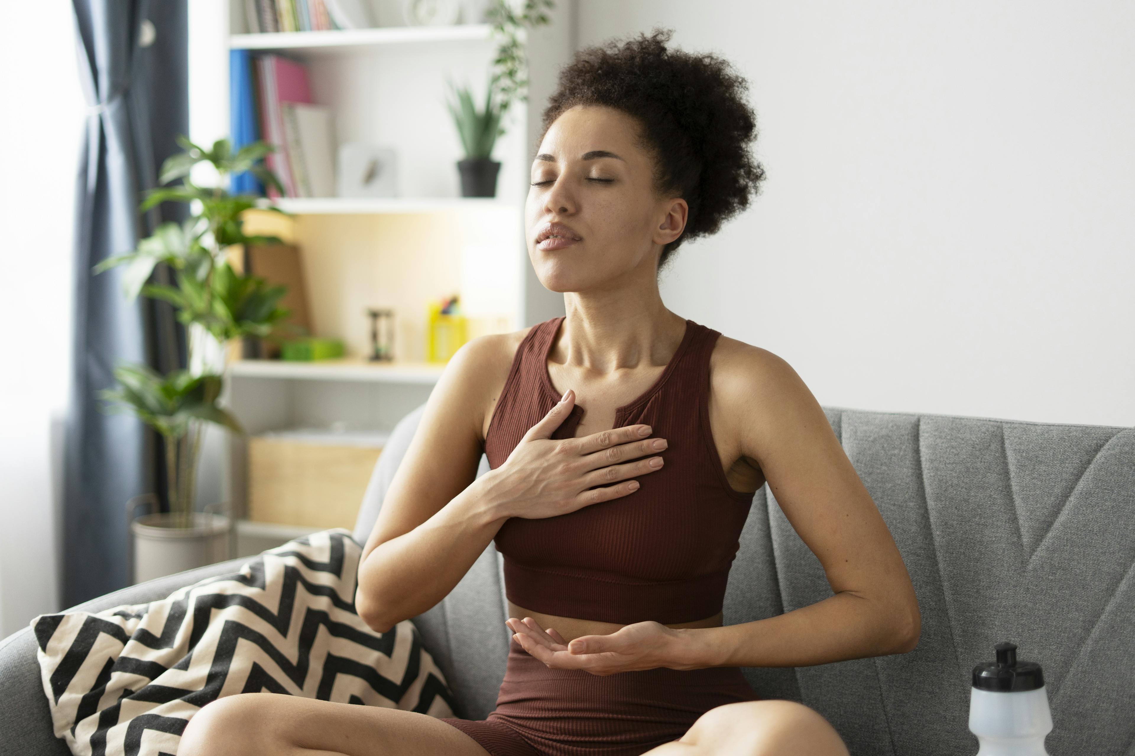 Lady Practicing Breathwork 