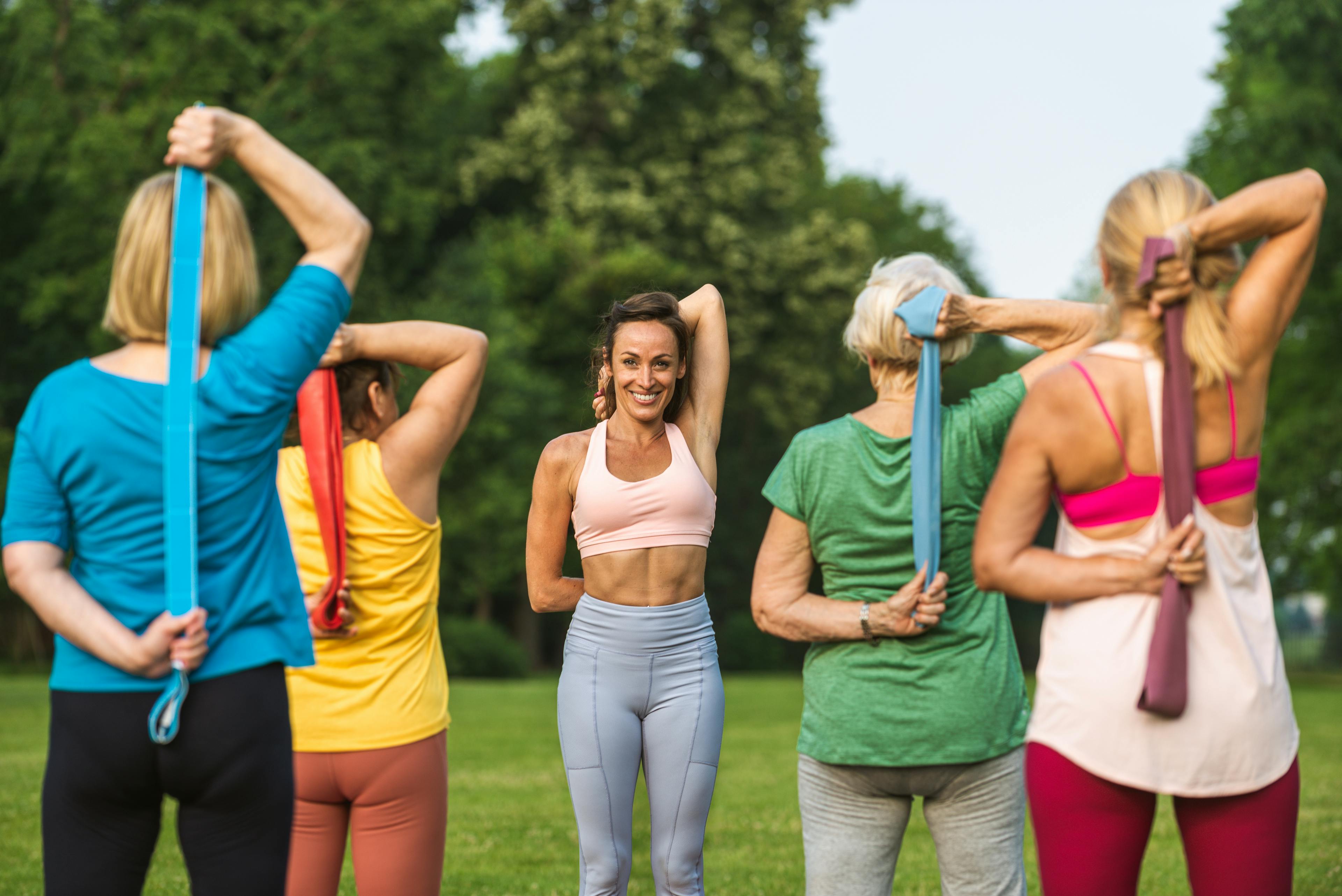 Stretching with resistance band