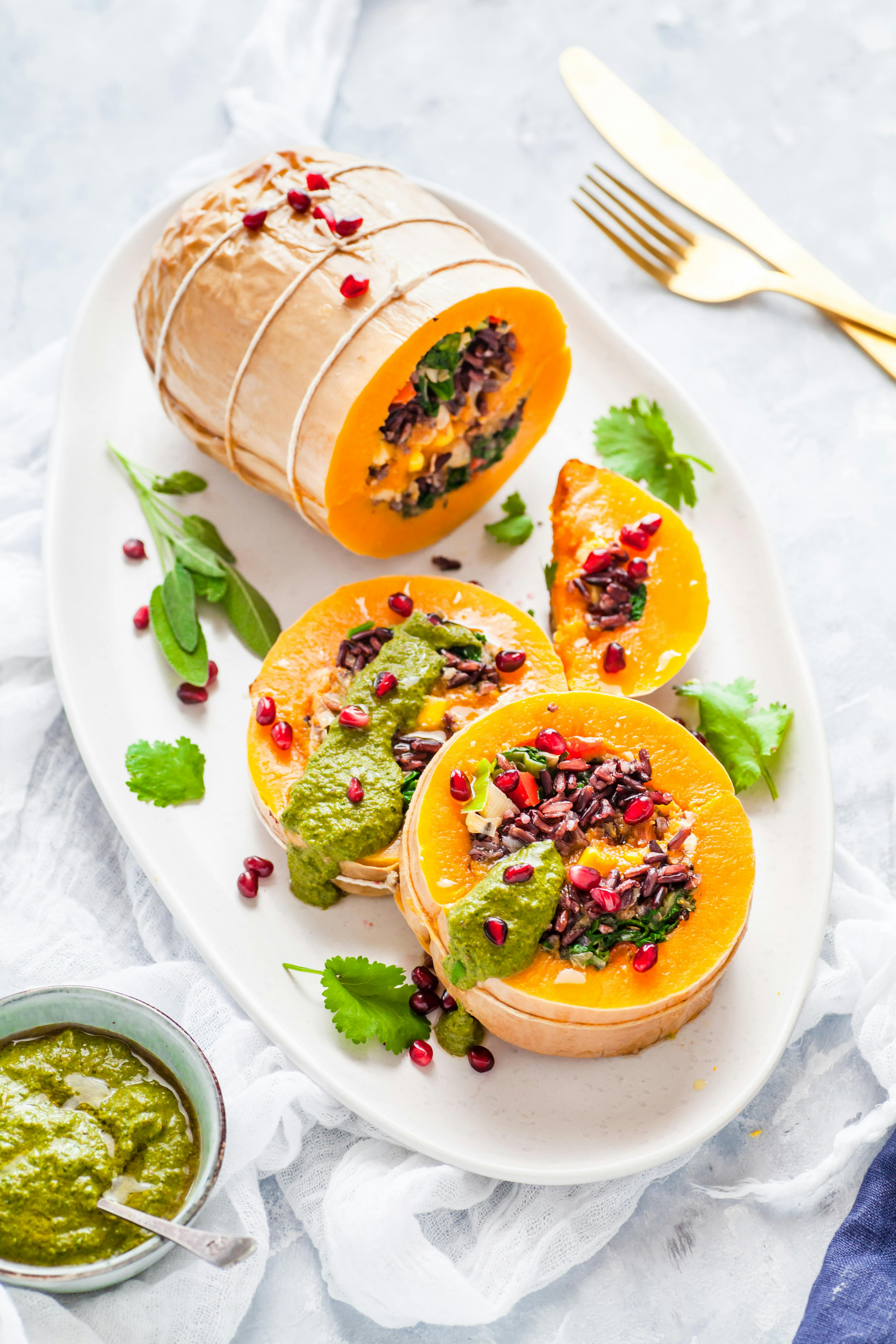 Rice & Nut Stuffed Butternut Pumpkin