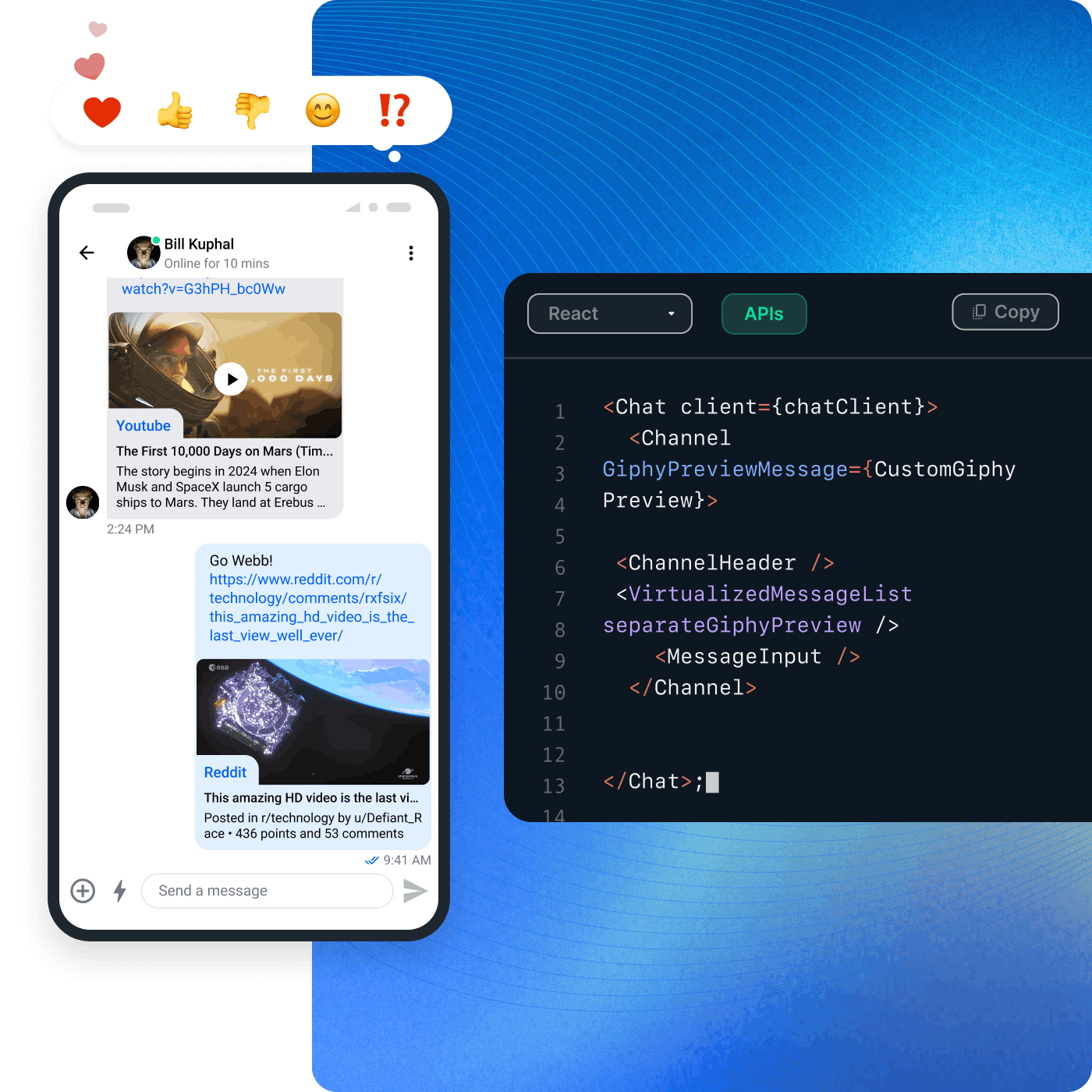 example of chat messaging sdk mockup