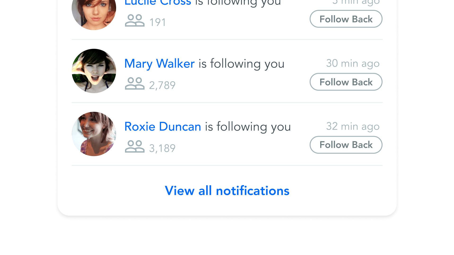 example of follow notifications