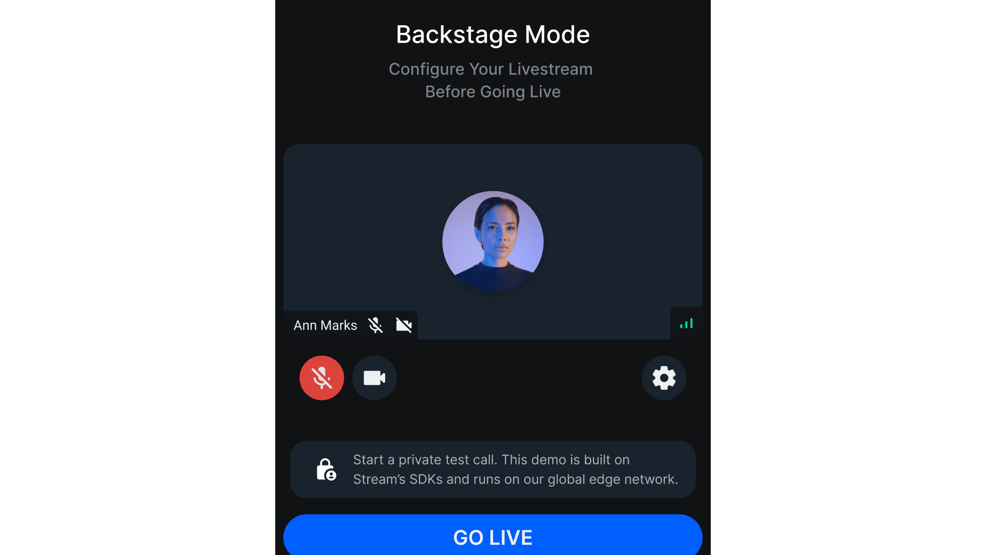 Example of mobile backstage mode 