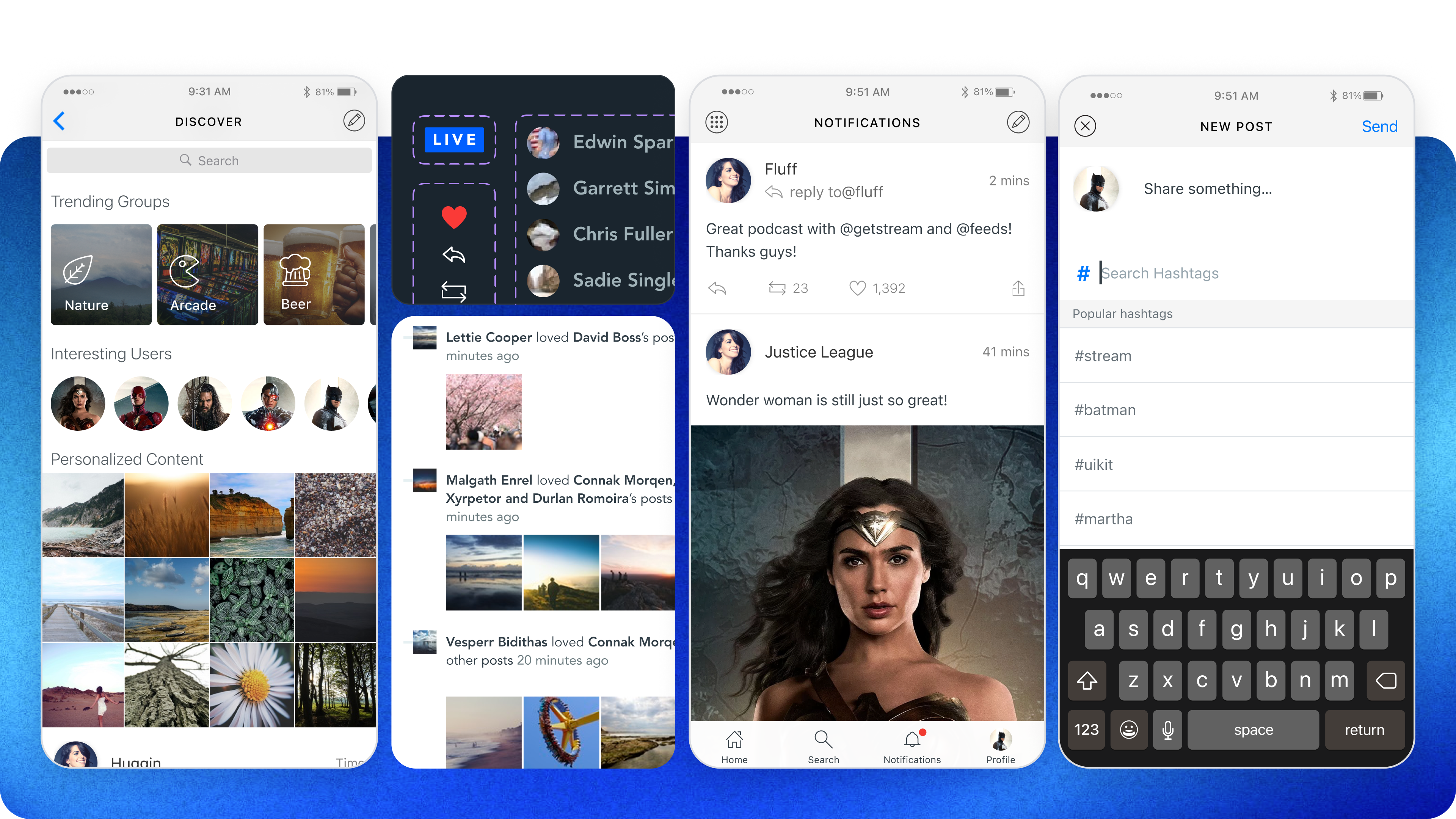 example of the activity feeds ui kit mockup