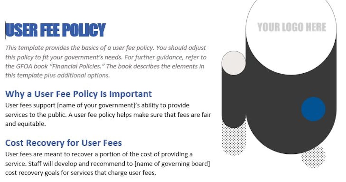 User Fee Policy Template