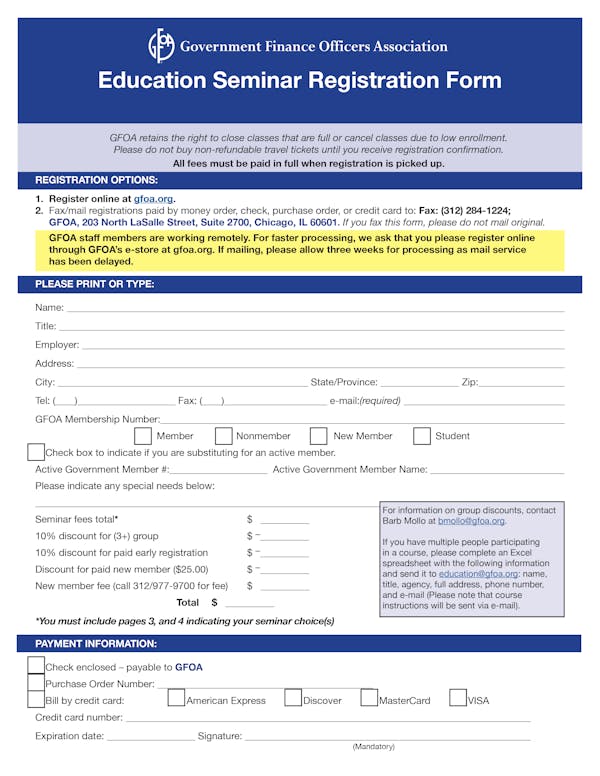 Education Seminar Registration Form