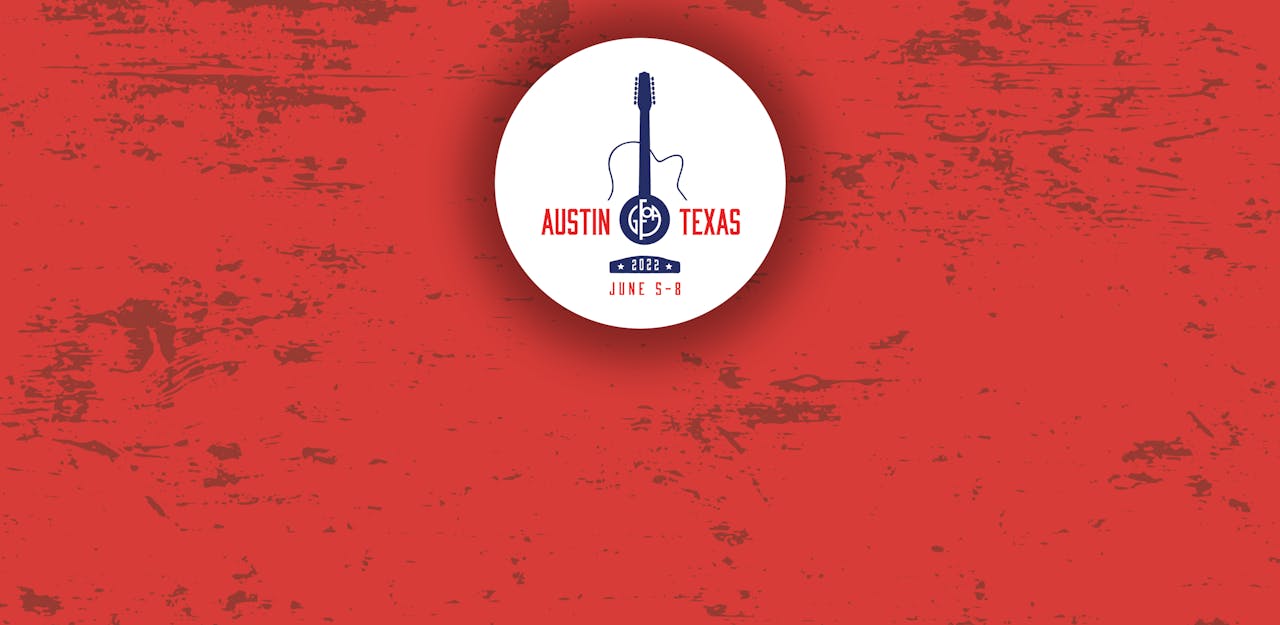 Red background with Austin Conference Logo. 