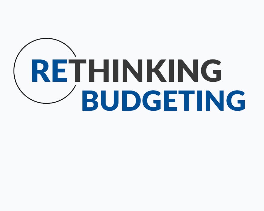 White background with words "Rethinking Budgeting":