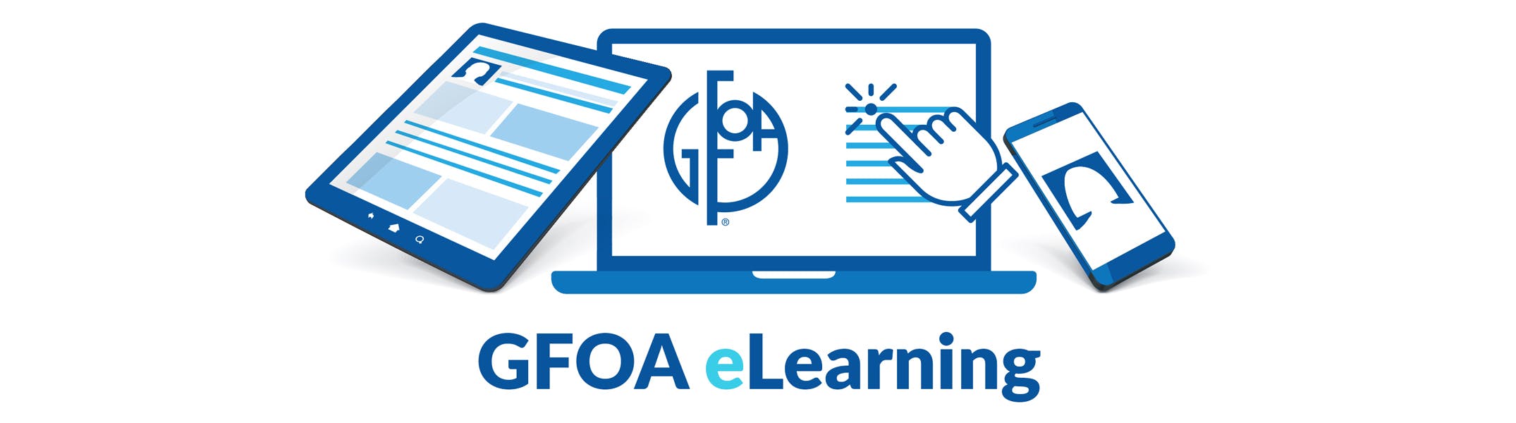 Computer and words "GFOA eLearning"