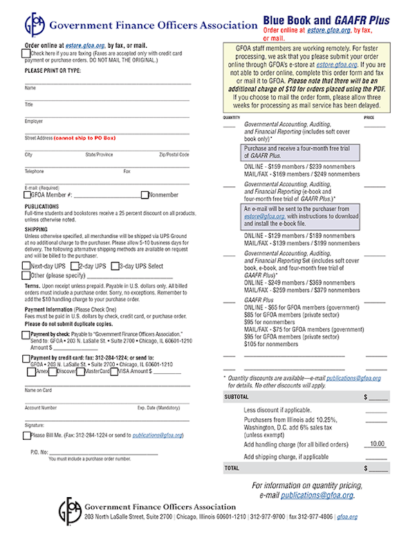 GAAFR Order Form