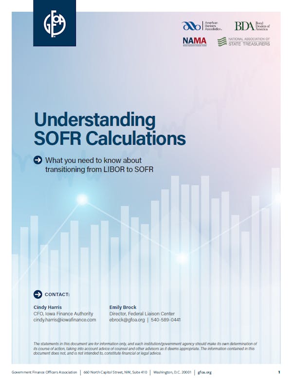Image of report cover with graph and words "Understanding SOFR Calculations."