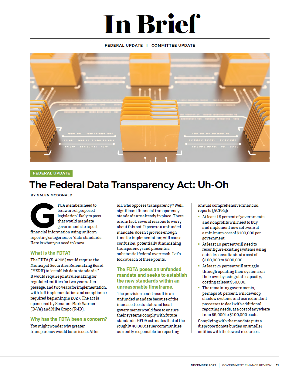 Federal Update The Federal Data Transparency Act UhOh