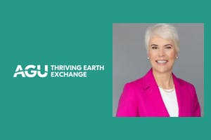 Green background with AGU Thriving Earth Exchange and photo of Laura Allen.
