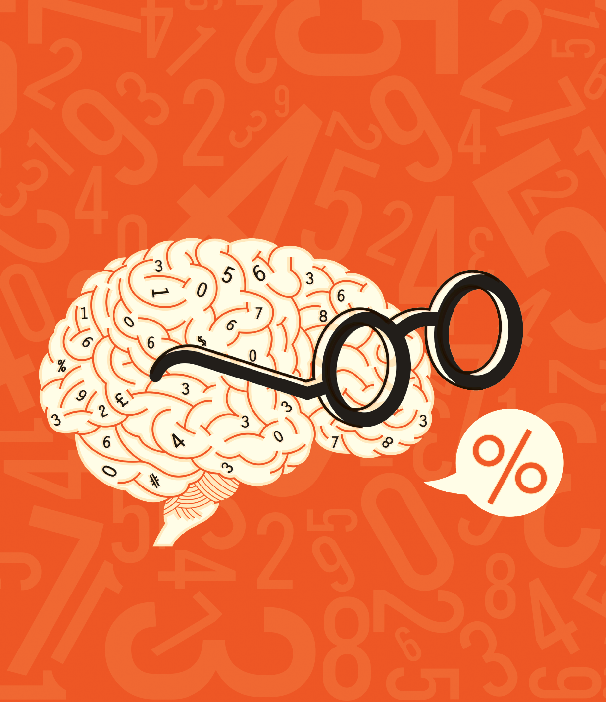 Image of brain and numbers. 