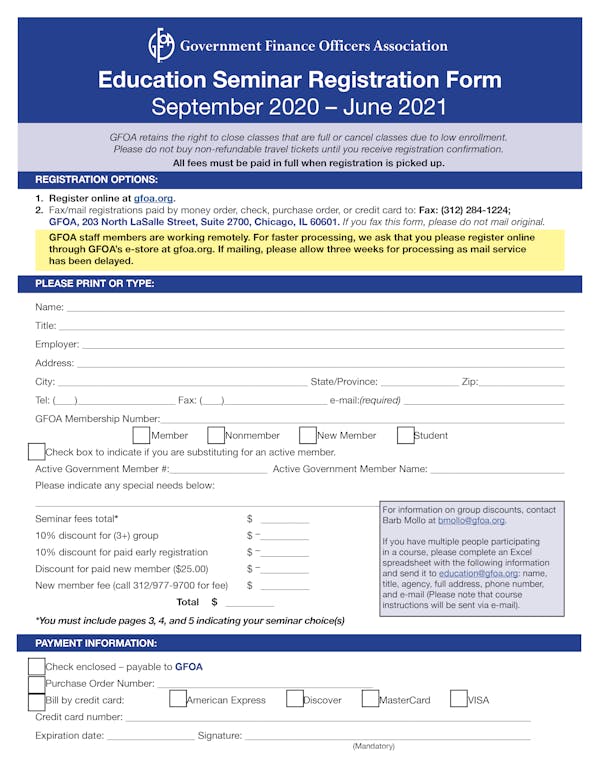 Education Seminar Registration Form
