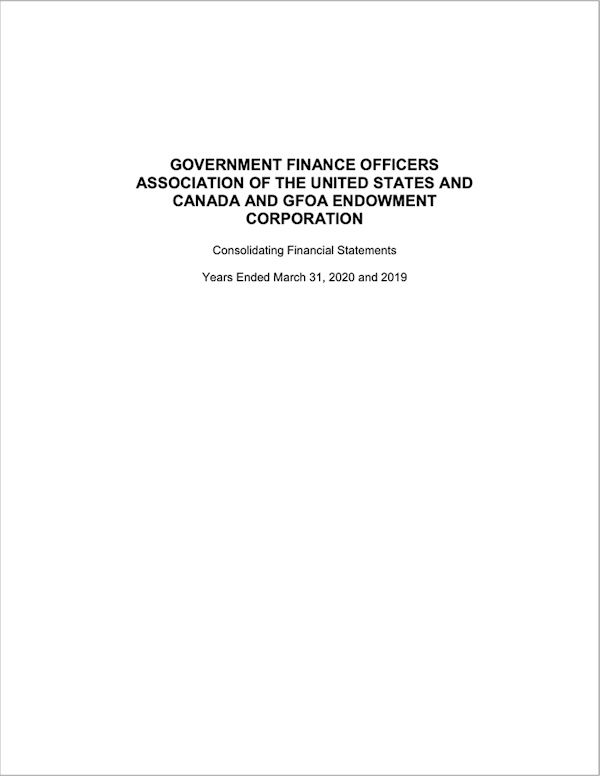 GFOA Consolidating Financial Statements Years Ended March 31, 2020 and 2019
