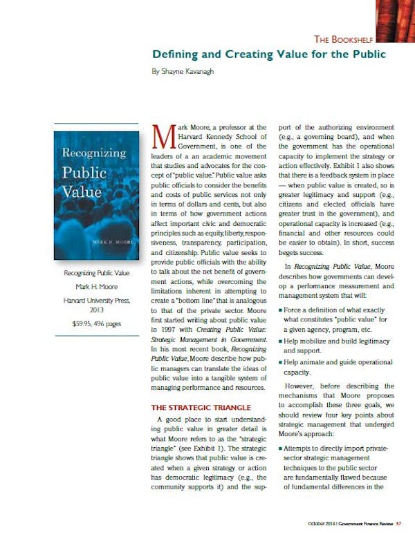 Defining and Creating Value for the Public