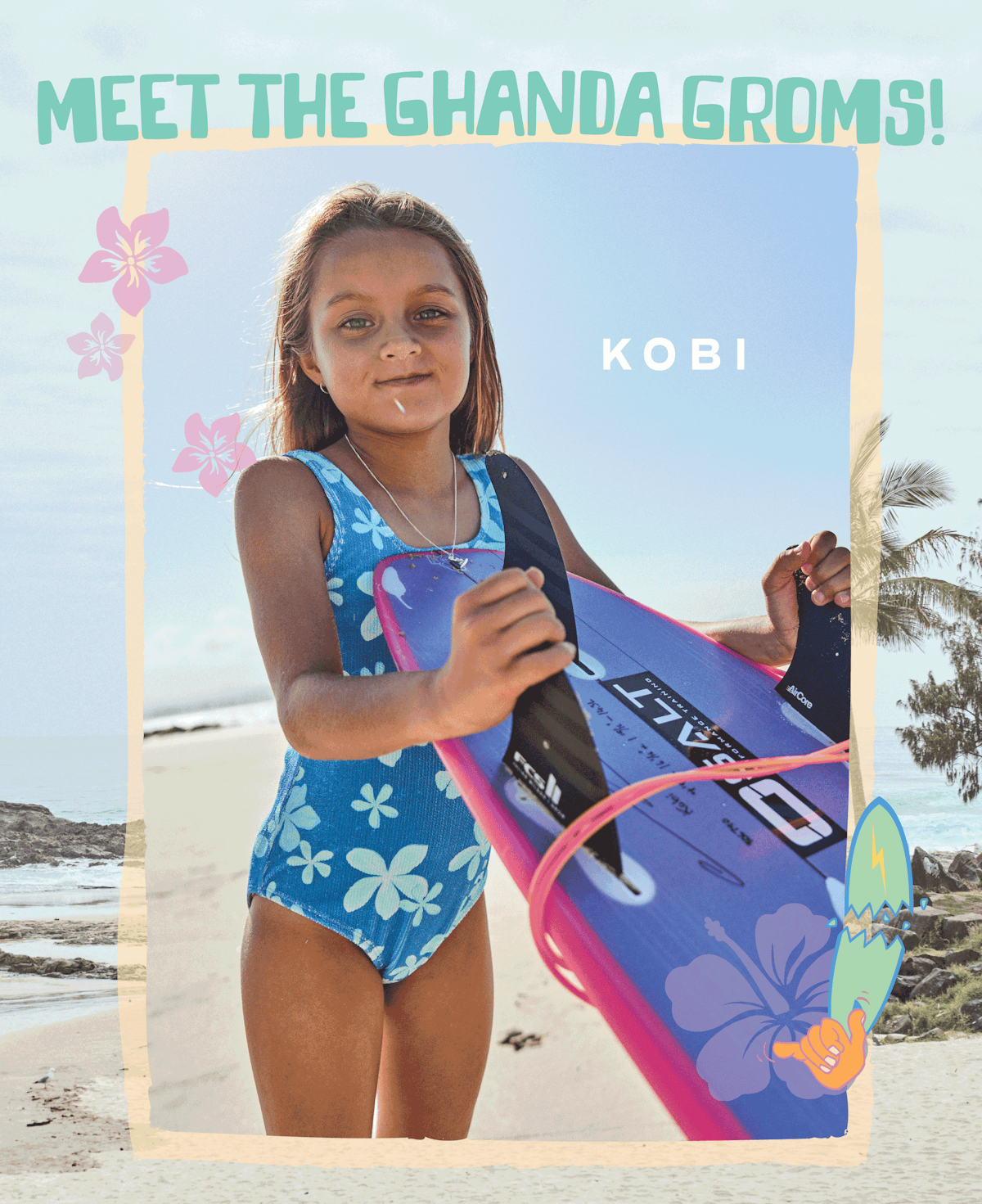 A gif of 3 surfer girls at the beach from our grom squad
