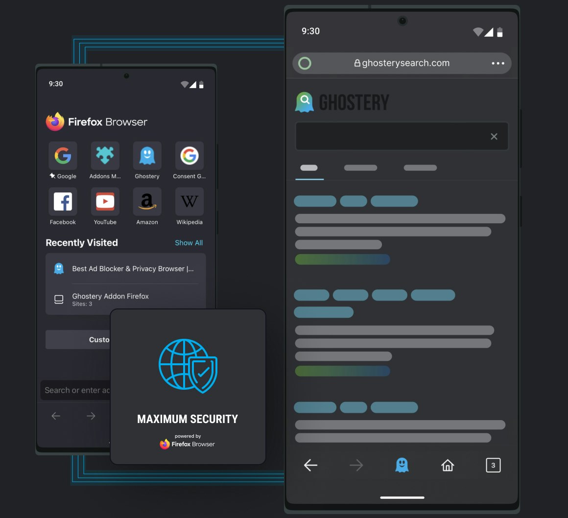 Ghostery Private Browser builds on top of Firefox browser supercharging it's default privacy and security features - Android view