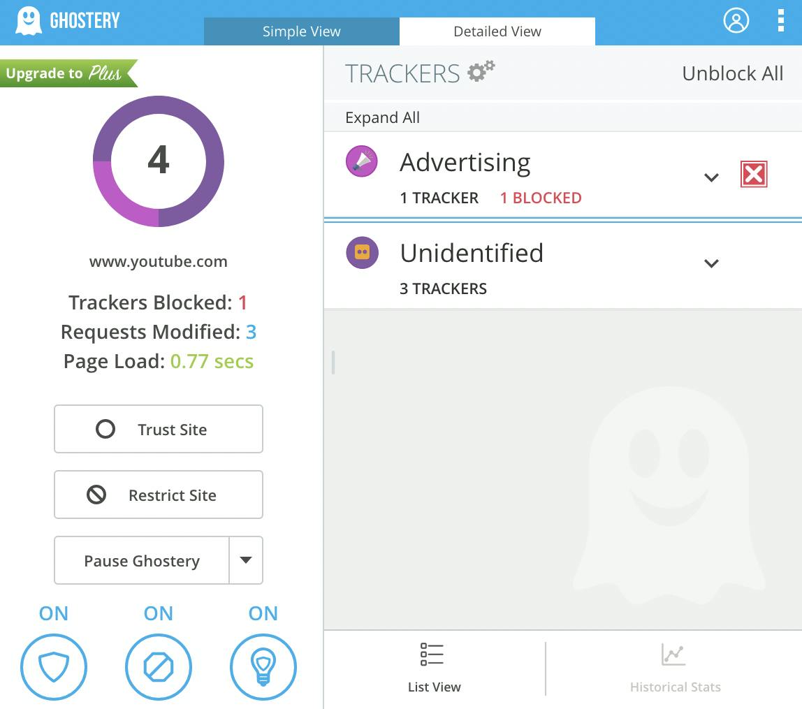 Ghostery Ad-Blocking ON- Detailed View