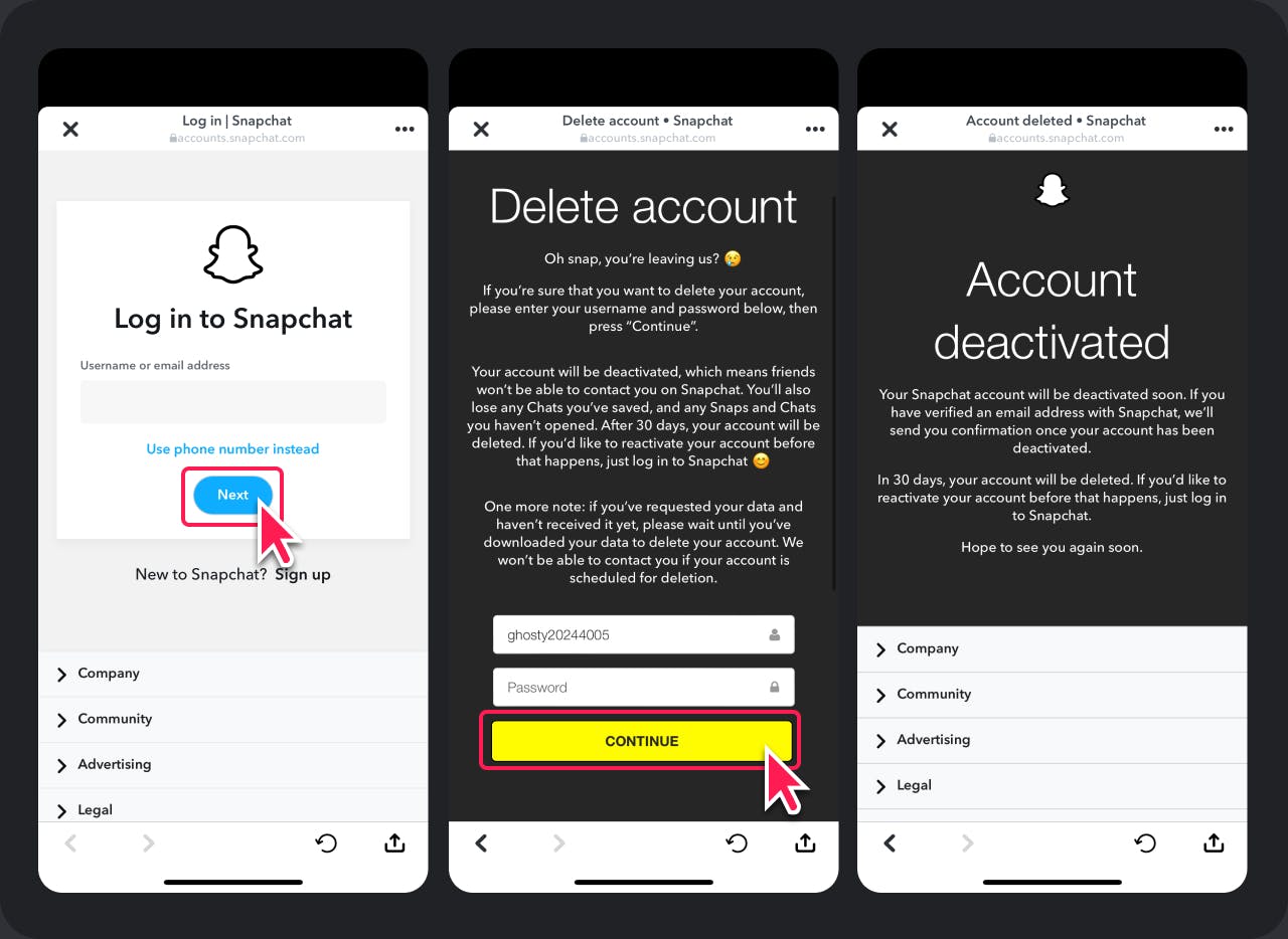 Image showing step by step process of deleting your Snapchat account, collection 2