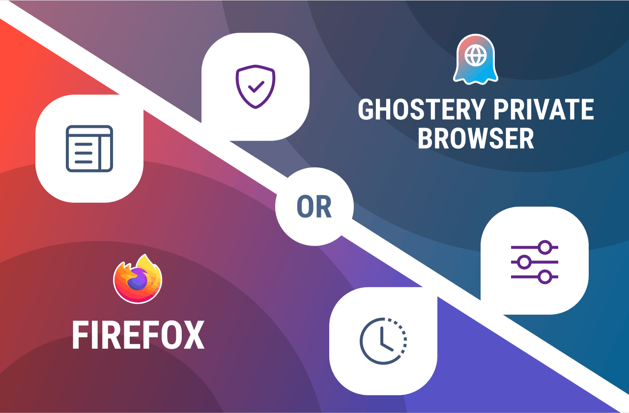 image displaying Ghostery Private Browser and Firefox logos &settings icons