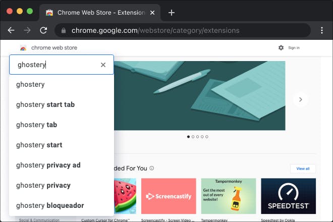 Search for Ghostery in Chrome Webstore 