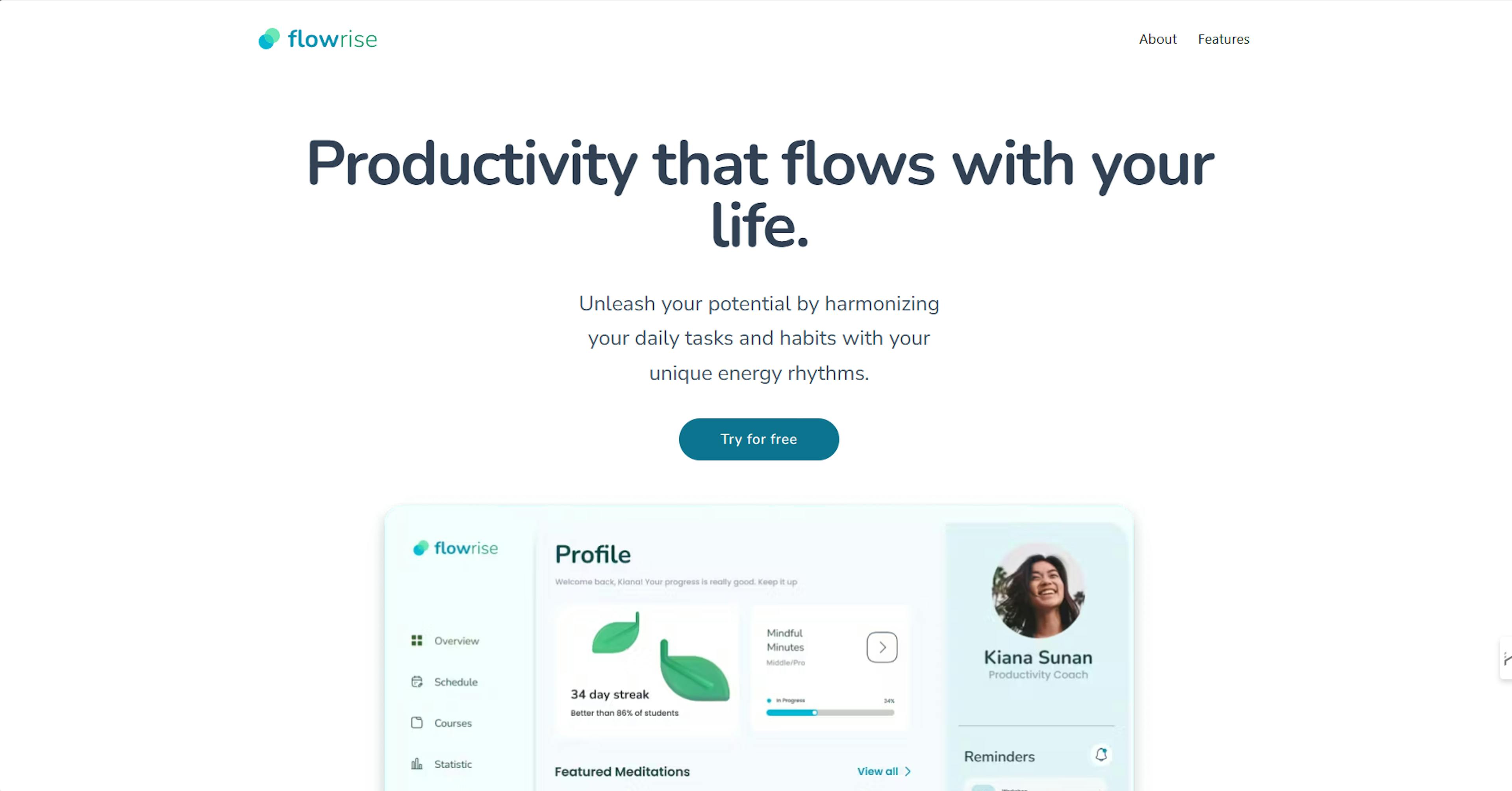 Flowrise home page screenshot