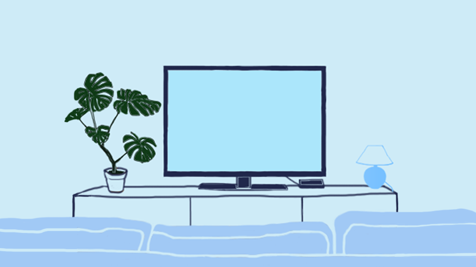 Illustration över TV och TV-bänk