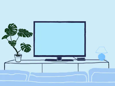 Illustration över TV och TV-bänk