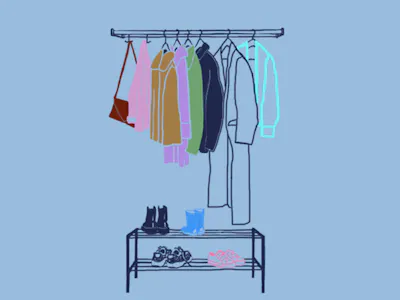 Illustration över klädhängare i hall
