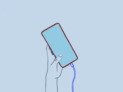 Illustration över hand med mobiltelefon