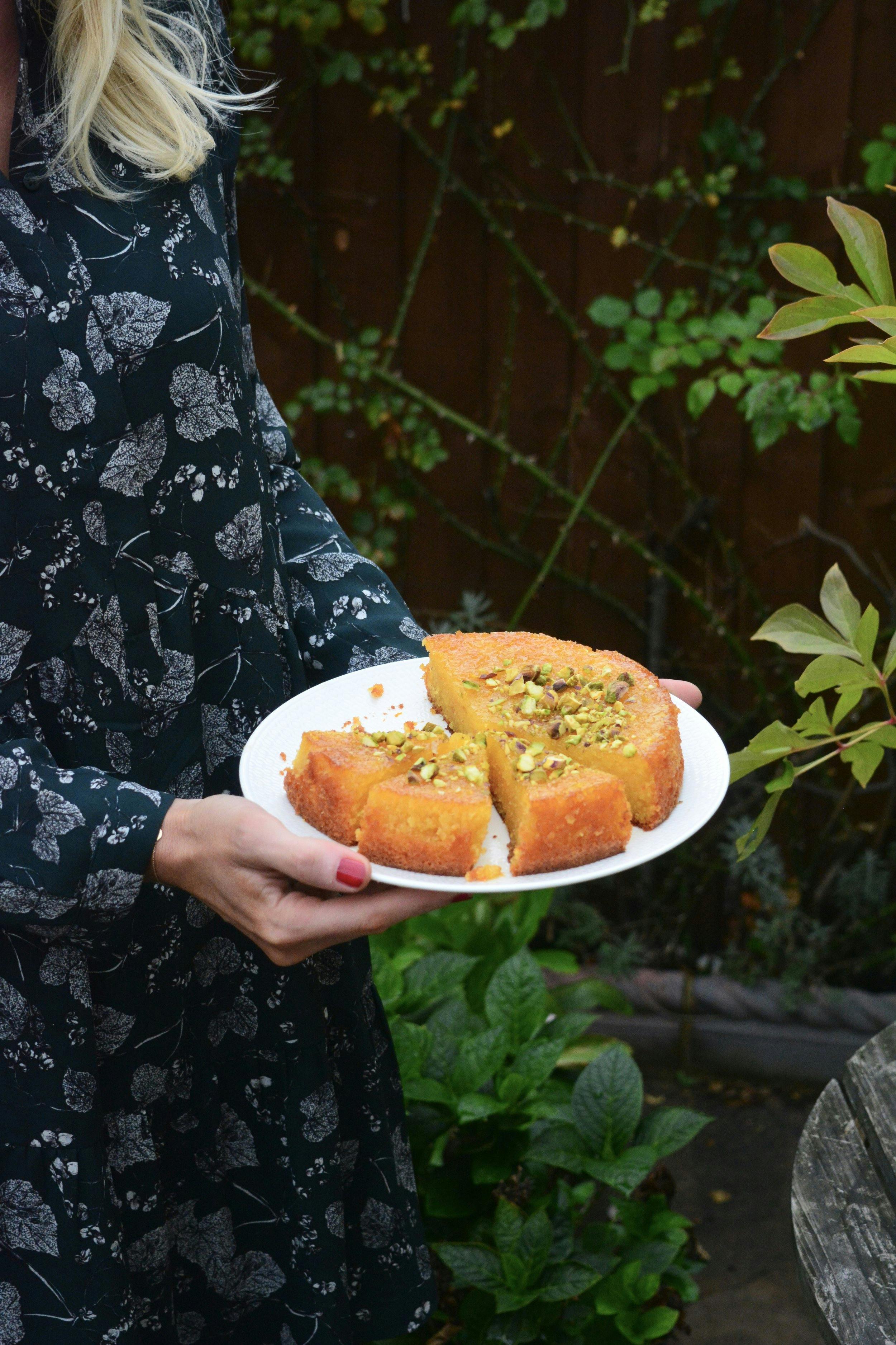 Tunisian Orange Cake on a plate