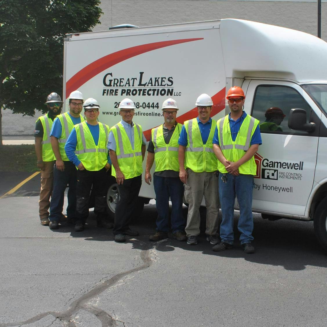 Pictured above: (Left to right) Deavn Rauth- Sprinkler Fitter, Elliot Pederson-Suppression Tech/Installer, Kelsent Campos-Suppression Tech/Installer, Randy Rauth- Owner/Supervisor, Mark Swanson-Operations Manager, Joe Cresca- Operations Manager, Tony Thalhammer-Senior LV Tech