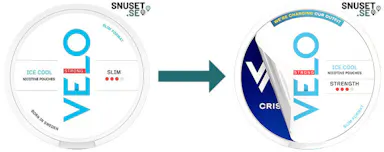 Velo Ice Cool Mint Stark byter namn till Velo Crispy Peppermint