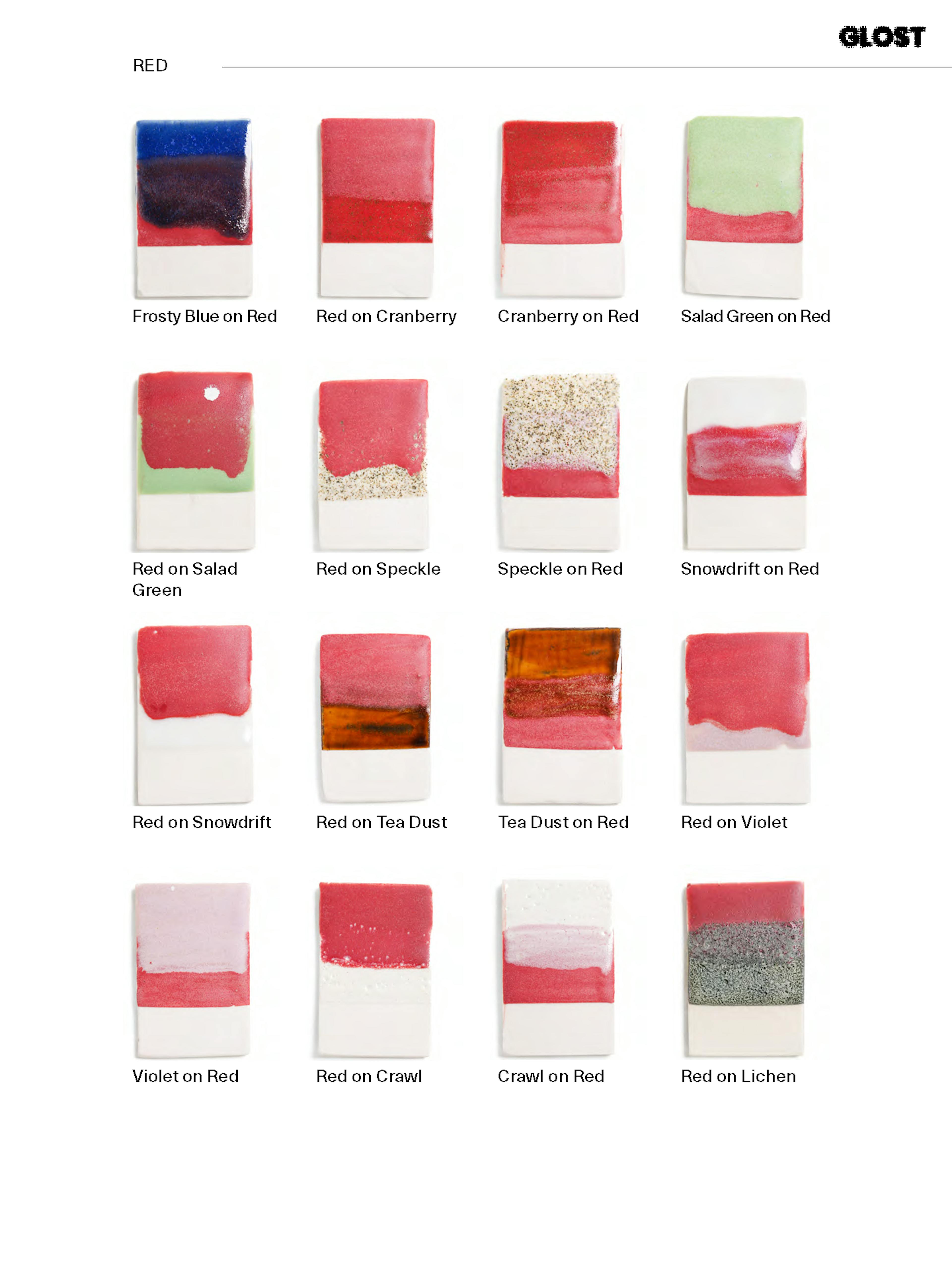 GLOST RED glaze layering combinations