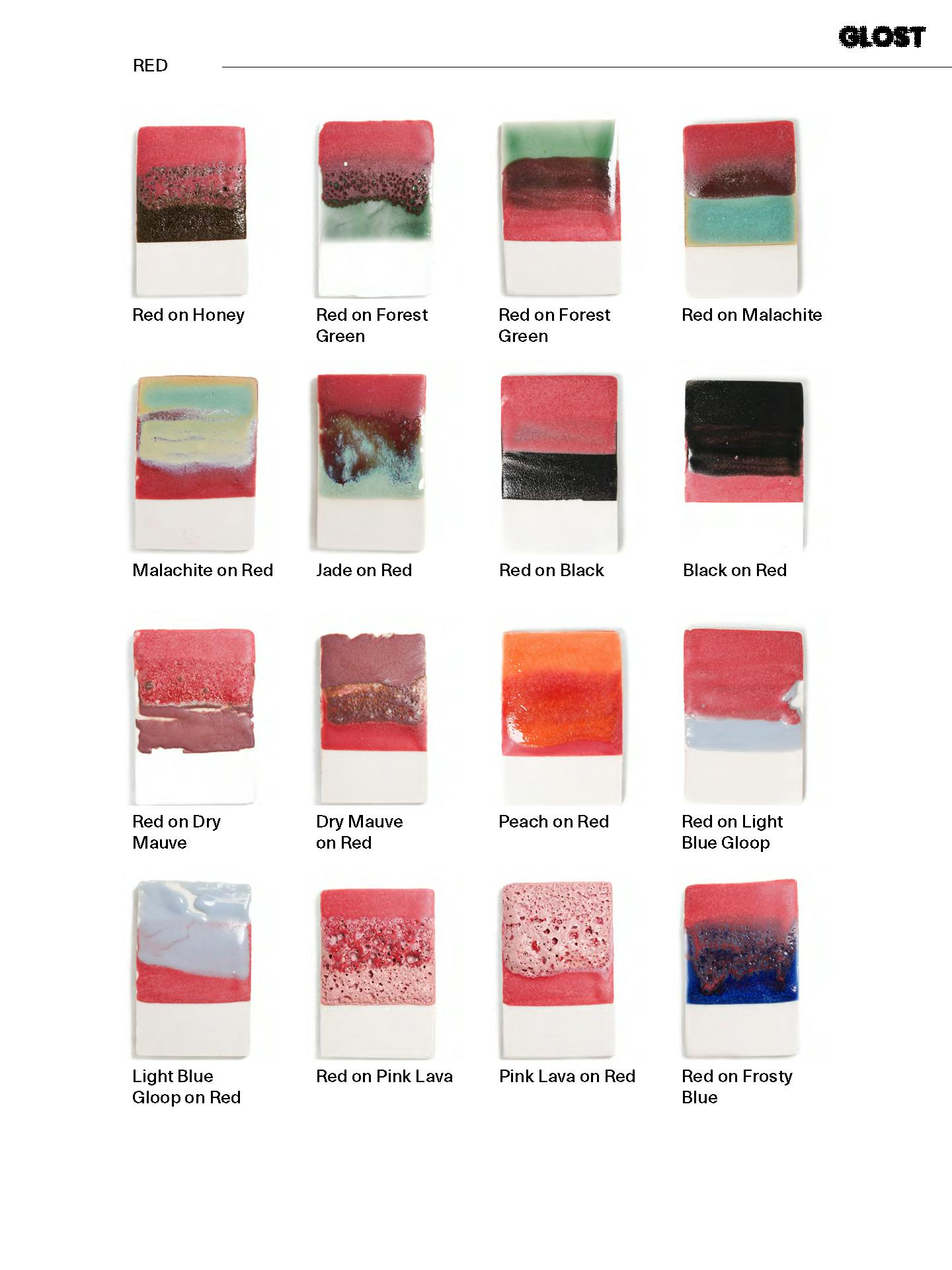 GLOST RED glaze layering combinations
