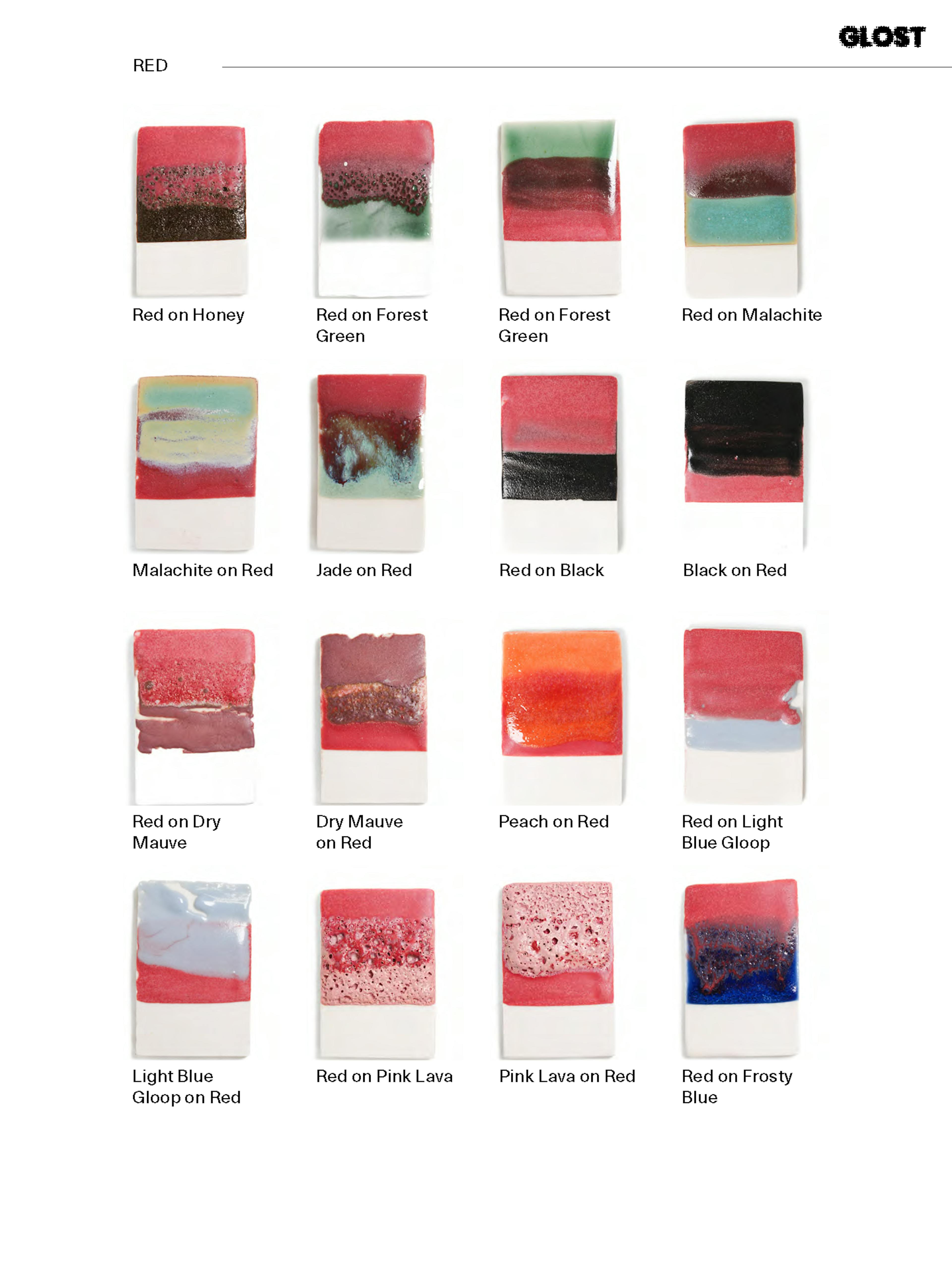 GLOST RED glaze layering combinations