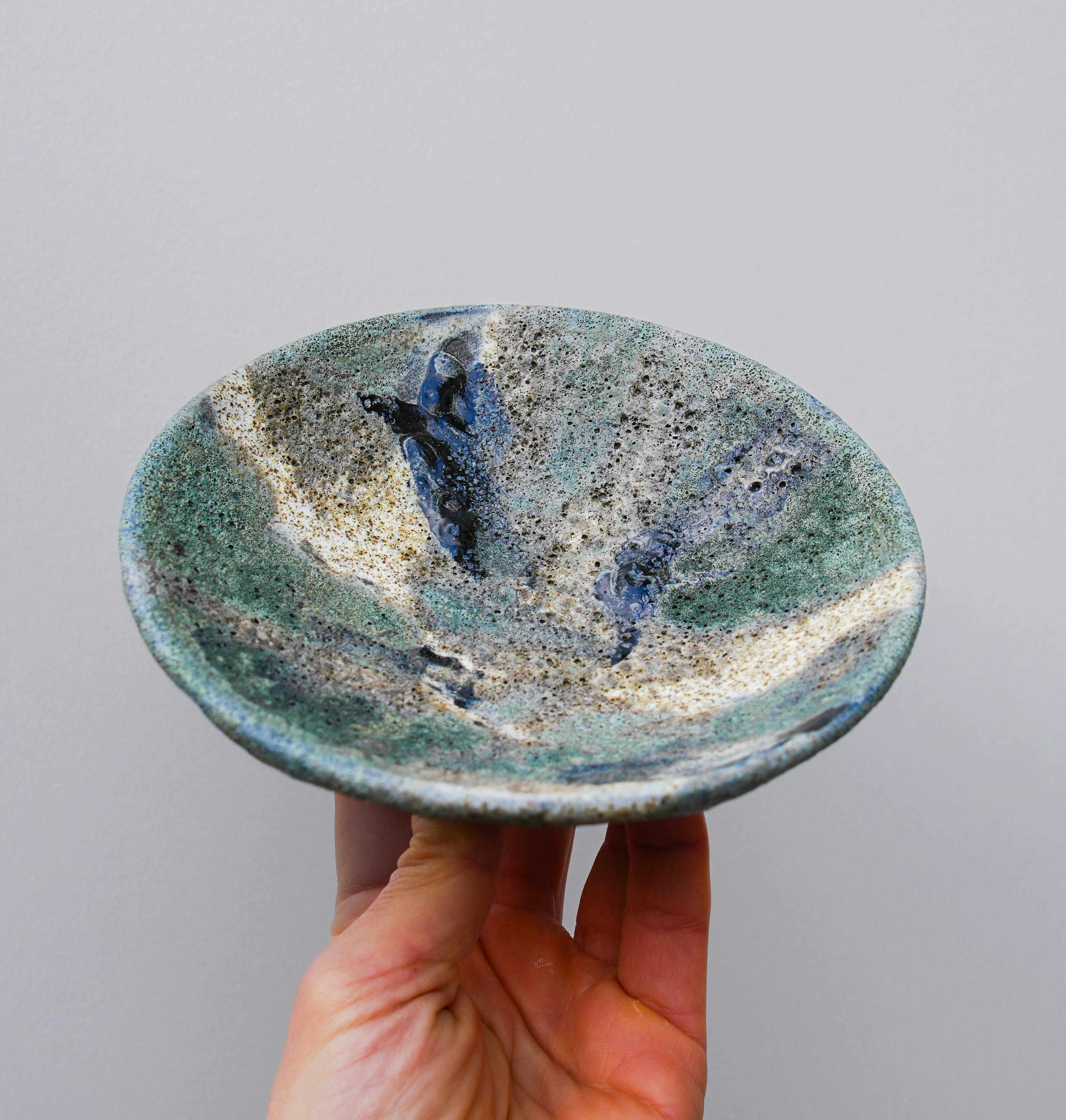 Layered combination of GLOST glazes on a bowl