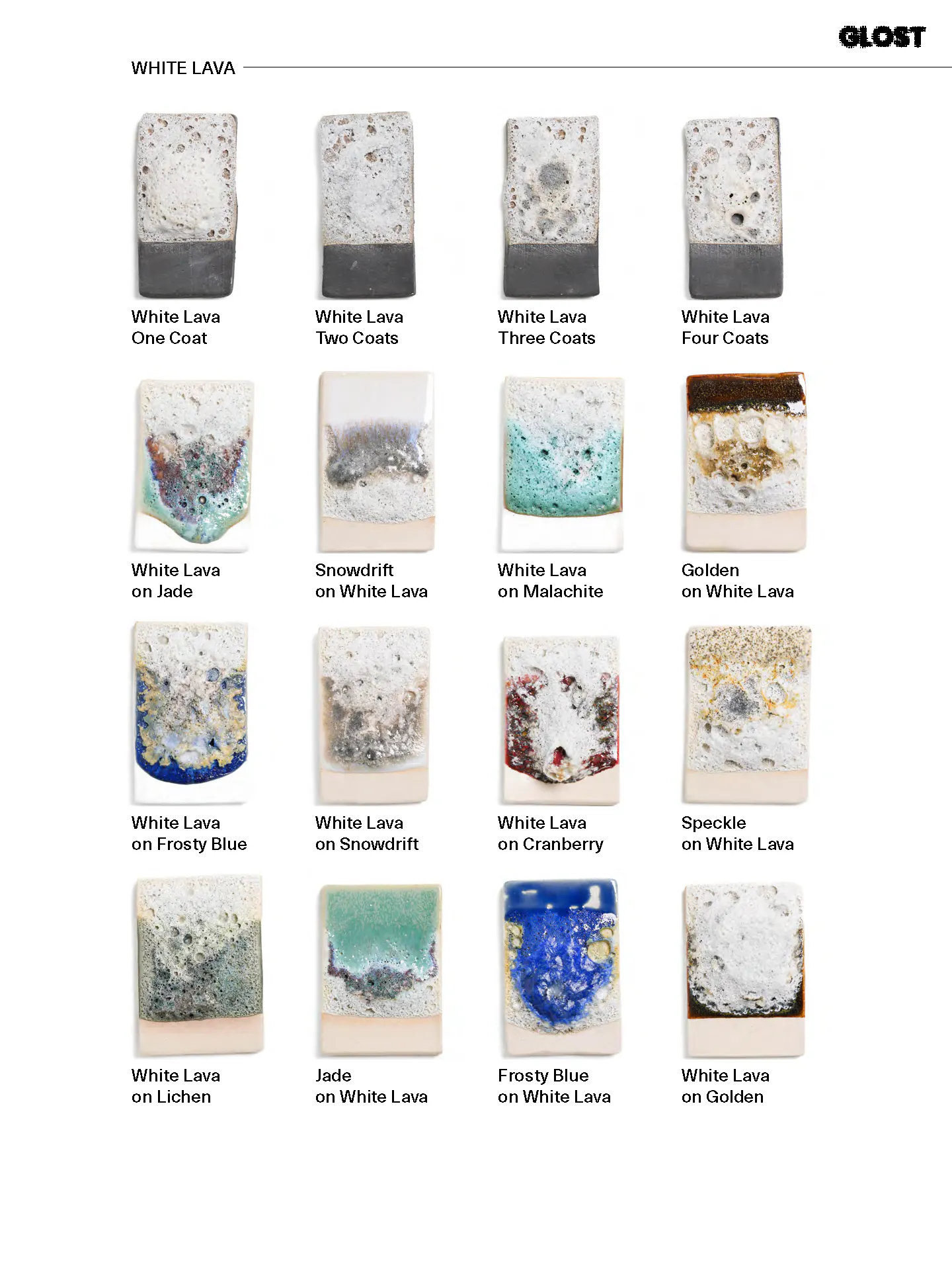 lava glaze layering test tiles