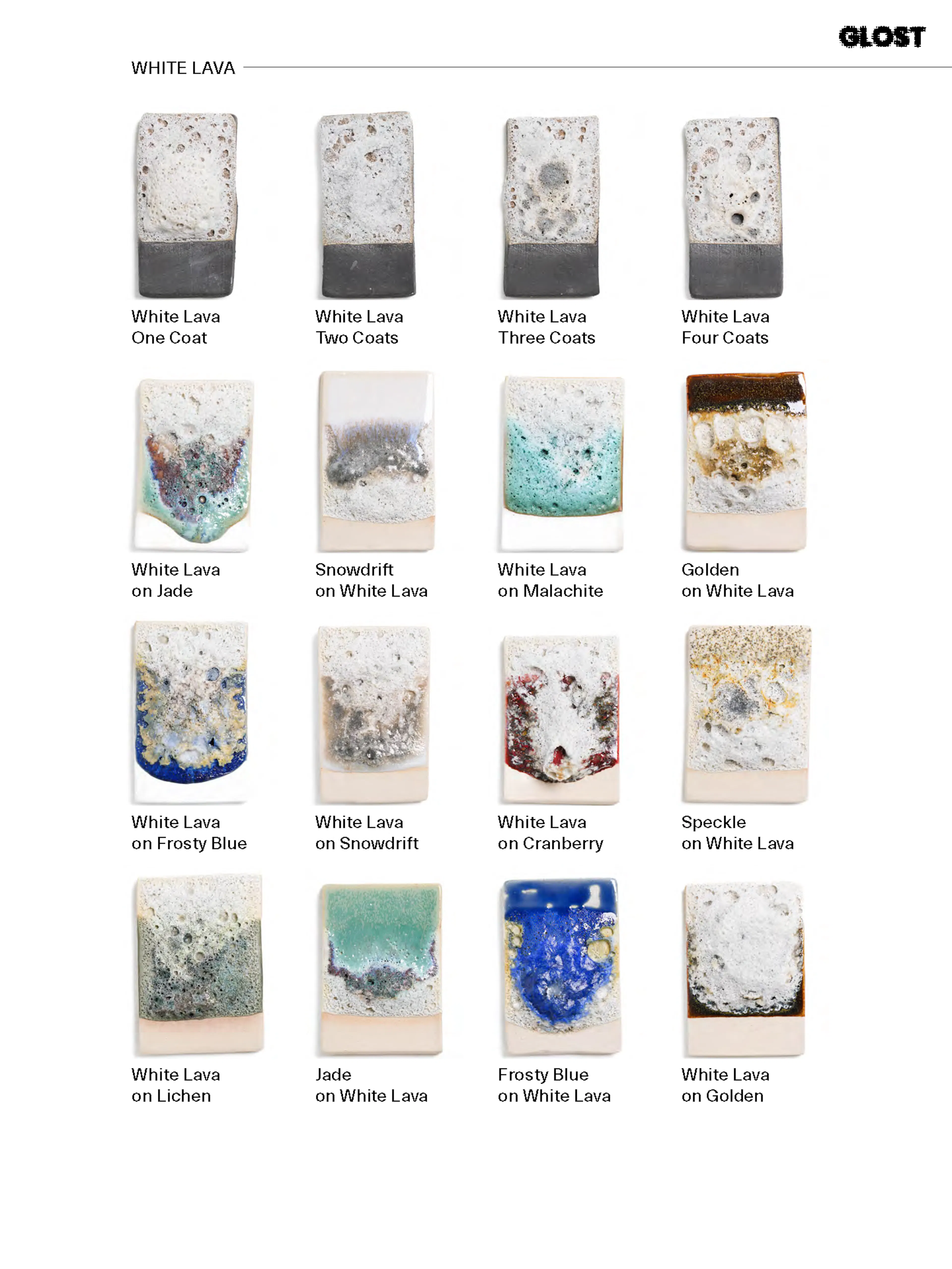 lava glaze layering test tiles