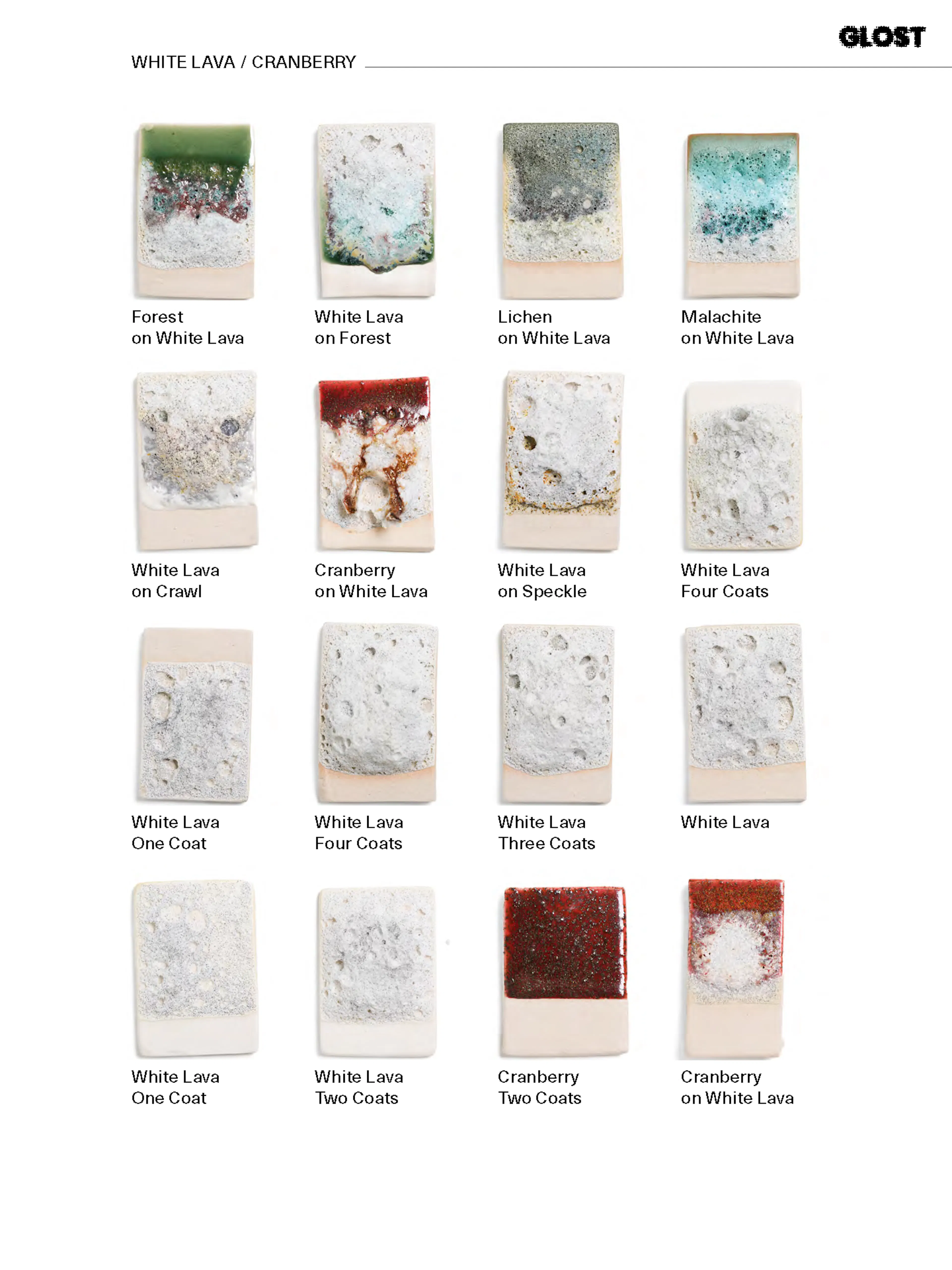 lava glaze layering test tiles