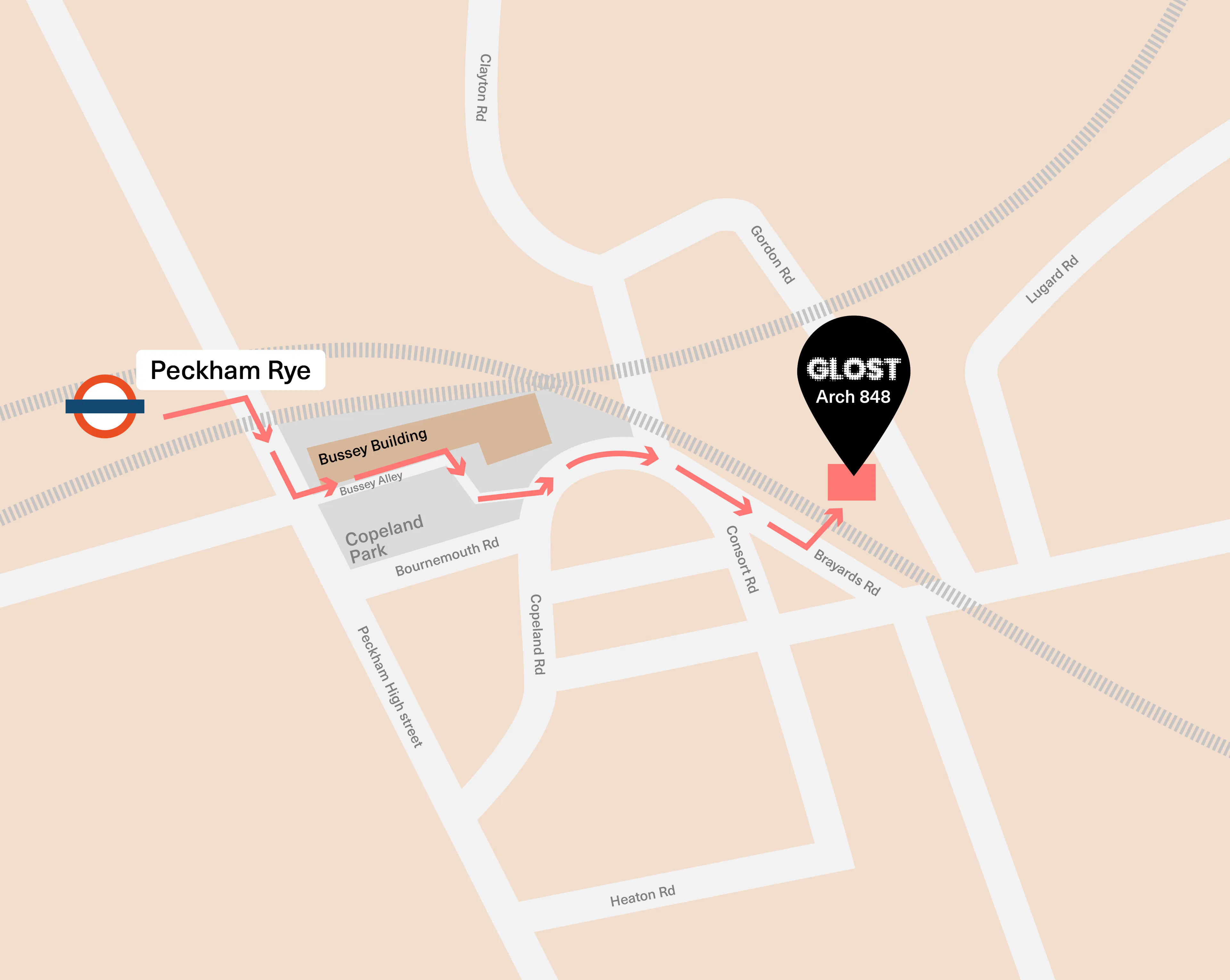 Walking Map to ceramic supply shop GLOST