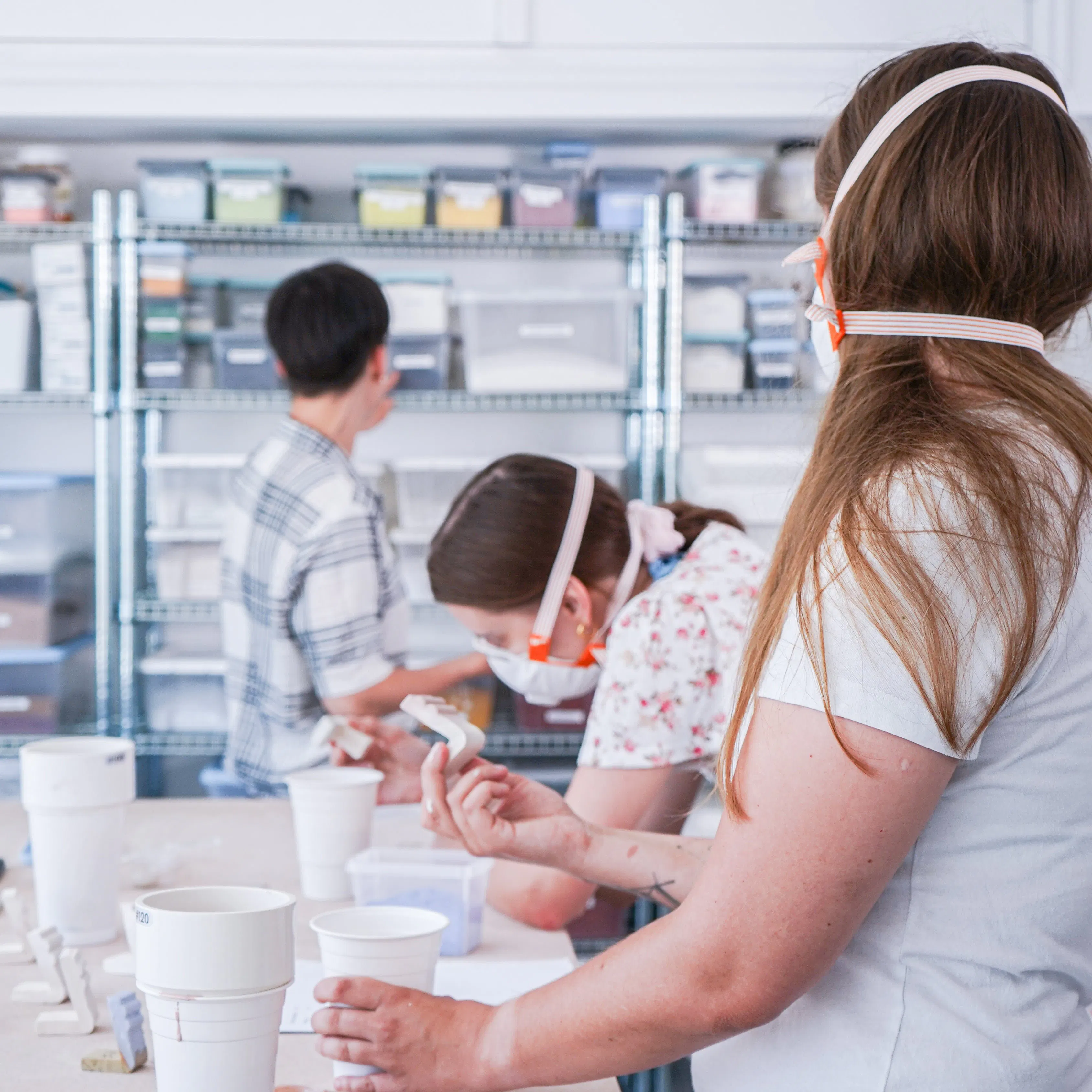 Students attending a glaze makign workshop