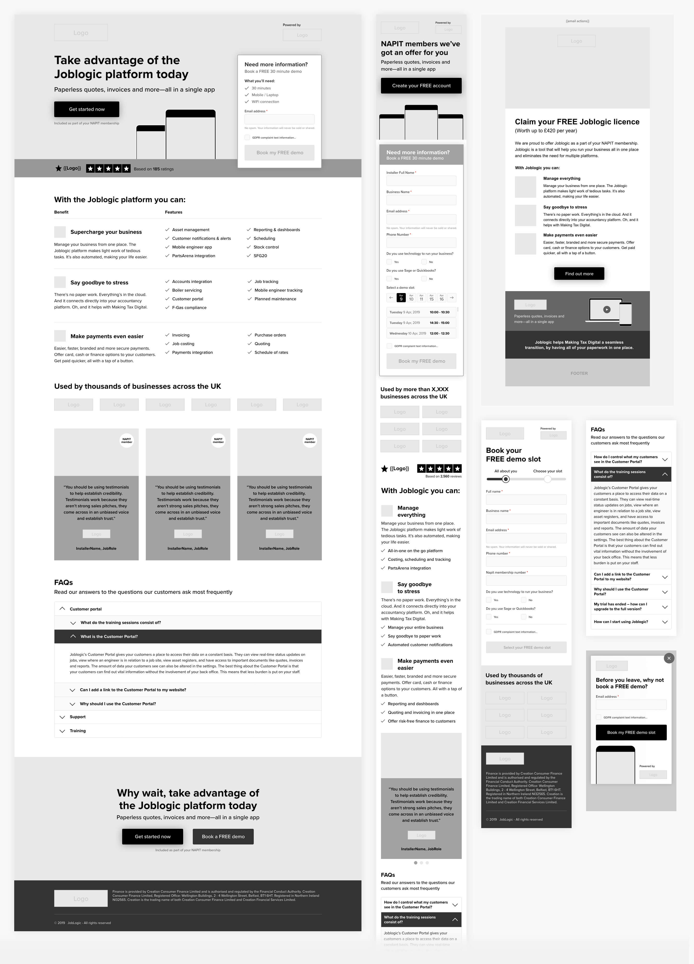 BNP Paribas Personal Finance and the Joblogic platform - Low fidelity wireframes - Glue